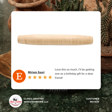 Maple French Rolling Pin | 12 inch and 20 inch options | Tapered - Clines Crafted Woodworking LLC