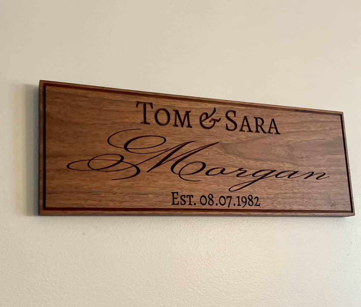 Personalized Wedding Anniversary Sign - Custom Carved Wooden Plaque - Clines Crafted Woodworking LLC