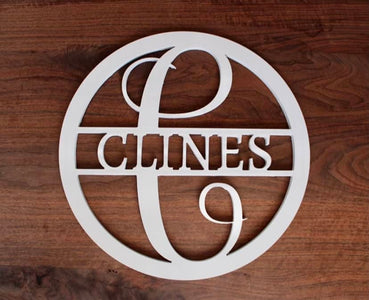 Monogram Door Hanger | Monogramed Wreath for Door - Clines Crafted Woodworking LLC