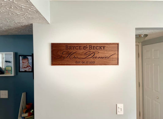 Personalized Wedding Anniversary Sign - Custom Carved Wooden Plaque - Clines Crafted Woodworking LLC