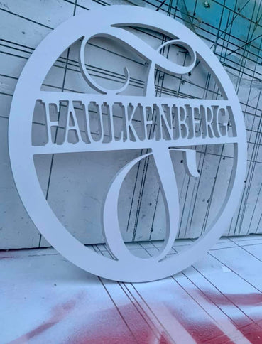 Monogram Door Hanger | Monogramed Wreath for Door - Clines Crafted Woodworking LLC