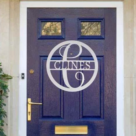 Monogram Door Hanger | Monogramed Wreath for Door - Clines Crafted Woodworking LLC