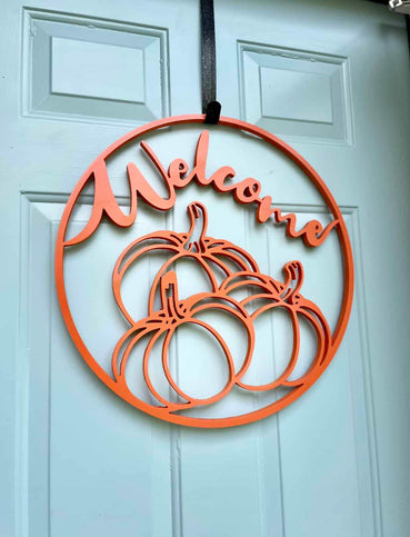 Welcome Fall Door Hanger | Halloween | 20 inch | 1/2 inch thick - Clines Crafted Woodworking LLC