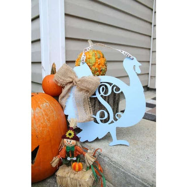Monogram Thanksgiving Door Hanger - Clines Crafted Woodworking LLC