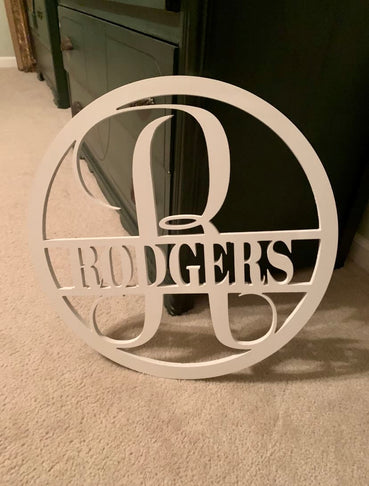 Monogram Door Hanger | Monogramed Wreath for Door - Clines Crafted Woodworking LLC