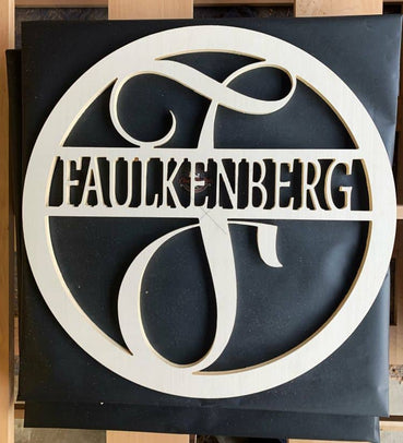 Monogram Door Hanger | Monogramed Wreath for Door - Clines Crafted Woodworking LLC