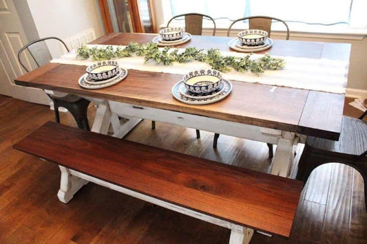 Handmade Walnut Trestle table by Clines Crafted Woodworking LLC in Georgetown Kentucky