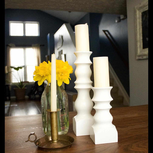 Hand turned wooden candlesticks