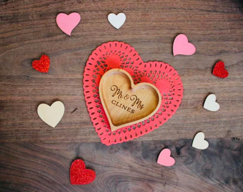 Personalized Wooden Heart Dish