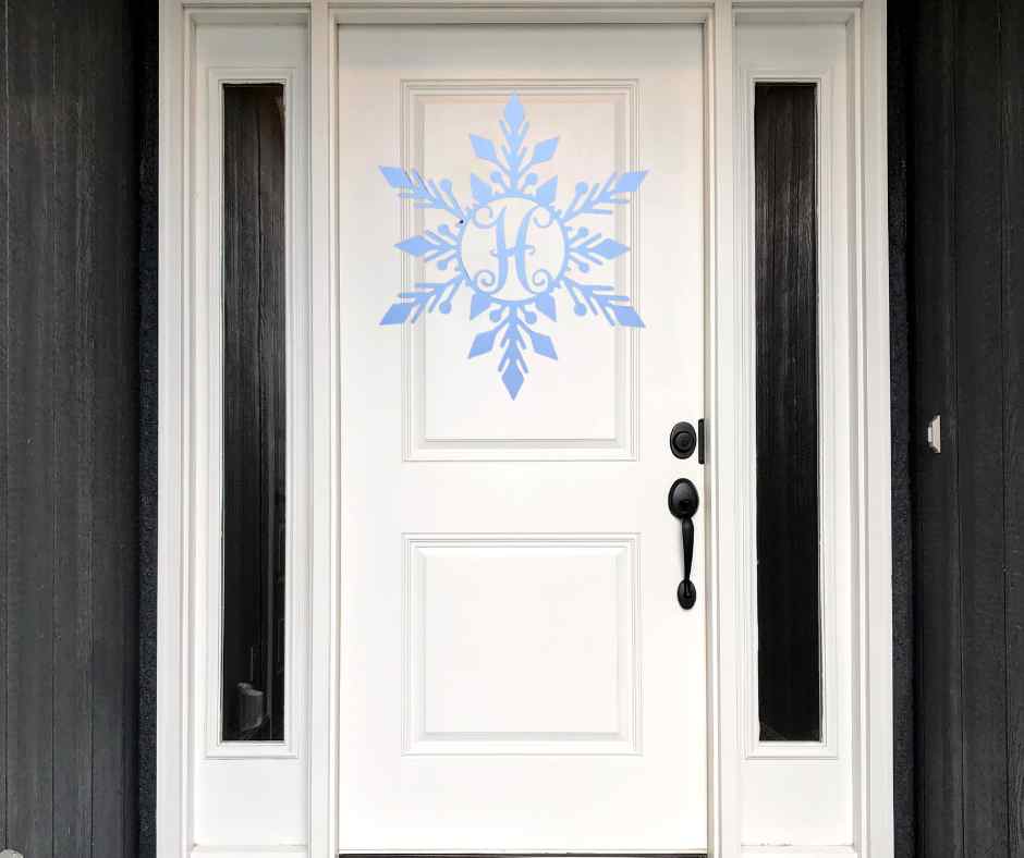 Snowflake monogram Door Hanger White 20 inch - Clines Crafted Woodworking LLC