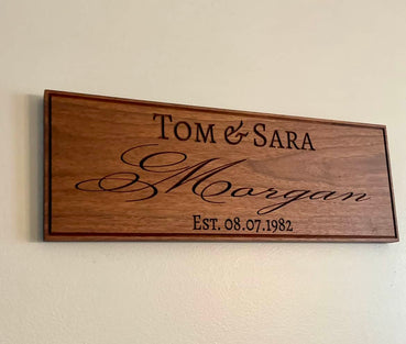 Personalized Wedding Anniversary Sign - Custom Carved Wooden Plaque - Clines Crafted Woodworking LLC