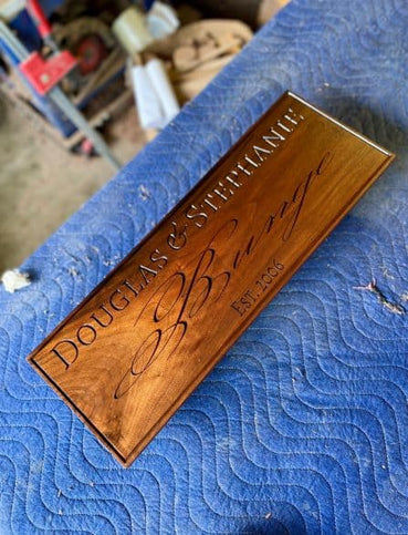 Personalized Wedding Anniversary Sign - Custom Carved Wooden Plaque - Clines Crafted Woodworking LLC