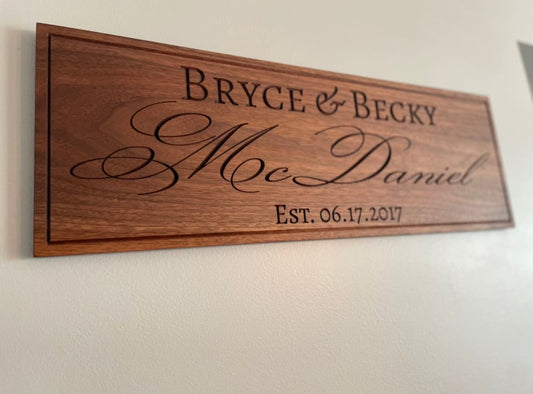 Personalized Wedding Anniversary Sign - Custom Carved Wooden Plaque - Clines Crafted Woodworking LLC