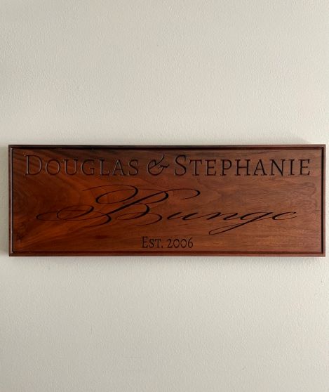 Personalized Wedding Anniversary Sign - Custom Carved Wooden Plaque - Clines Crafted Woodworking LLC