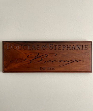 Personalized Wedding Anniversary Sign - Custom Carved Wooden Plaque - Clines Crafted Woodworking LLC