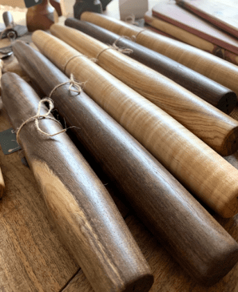 Cherry French Rolling Pin | 12 inch and 20 inch options | Tapered - Clines Crafted Woodworking LLC