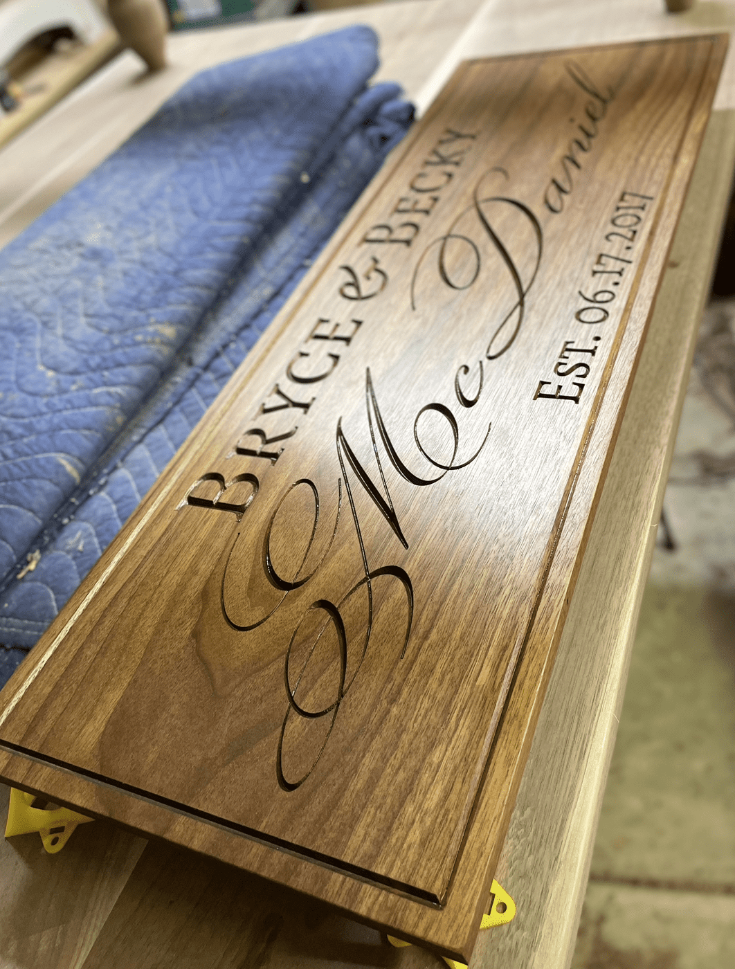 Personalized Wedding Anniversary Sign - Custom Carved Wooden Plaque - Clines Crafted Woodworking LLC