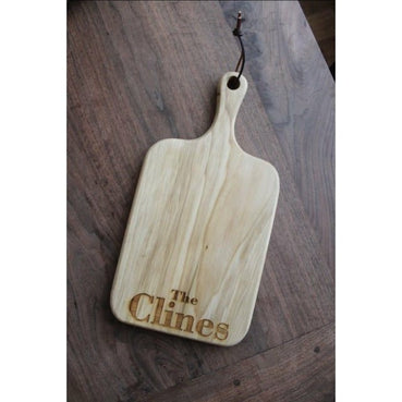 Personalized Maple wood Charcuterie board With handle - Clines Crafted Woodworking LLC