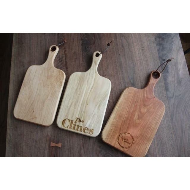 Personalized Cutting Board with Handle - Name on Handle