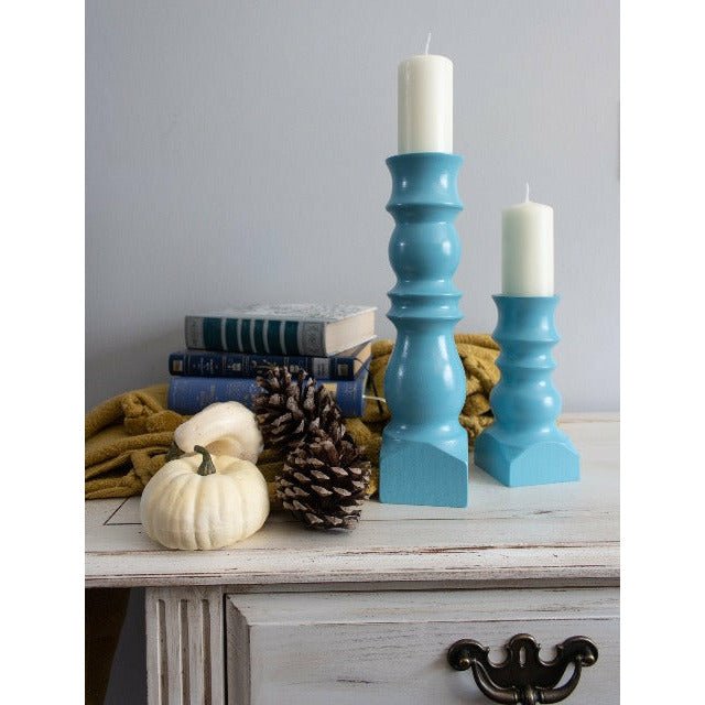 CCW Candlestick Teal for 2 inch Pillar Candle - Clines Crafted Woodworking LLC