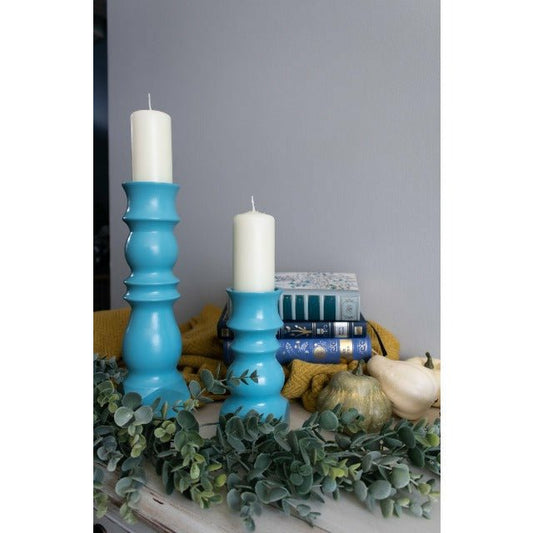 CCW Candlestick Teal for 2 inch Pillar Candle - Clines Crafted Woodworking LLC