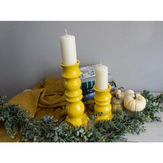 CCW Candlestick Mustard Yellow for 2 inch Pillar Candle - Clines Crafted Woodworking LLC