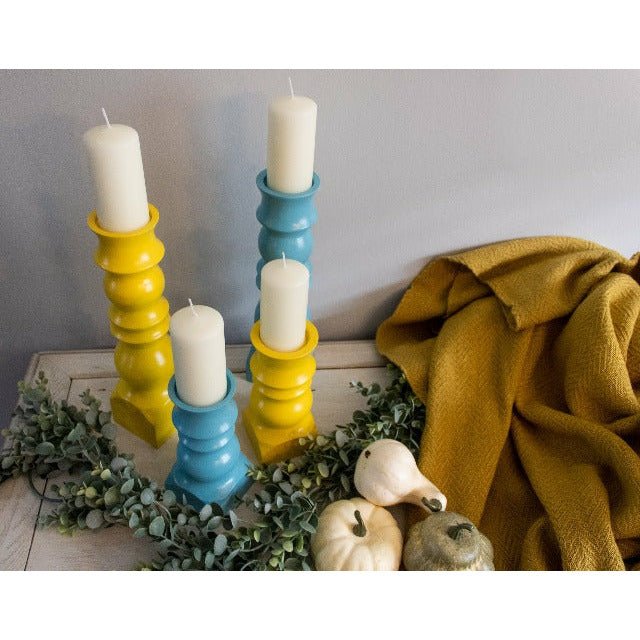 CCW Candlestick Teal for 2 inch Pillar Candle - Clines Crafted Woodworking LLC