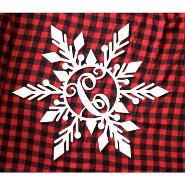Snowflake monogram Door Hanger White 20 inch - Clines Crafted Woodworking LLC
