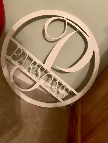 Monogram Door Hanger | Monogramed Wreath for Door - Clines Crafted Woodworking LLC