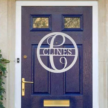 Monogram Door Hanger | Monogramed Wreath for Door - Clines Crafted Woodworking LLC