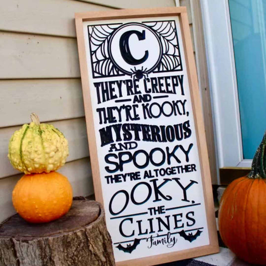 Addams Family Personalized Sign, Halloween Decor - Clines Crafted Woodworking LLC