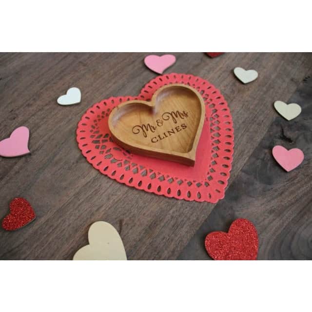 Heart Shaped Dish | Catch All Tray | Personalized - Clines Crafted Woodworking LLC