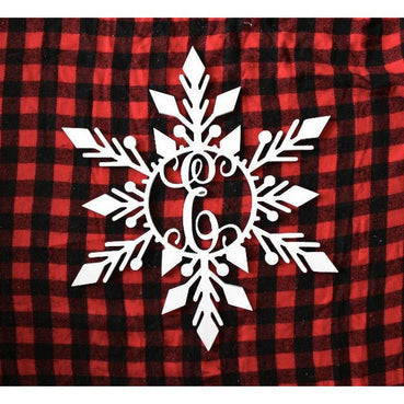 Snowflake monogram Door Hanger White 20 inch - Clines Crafted Woodworking LLC