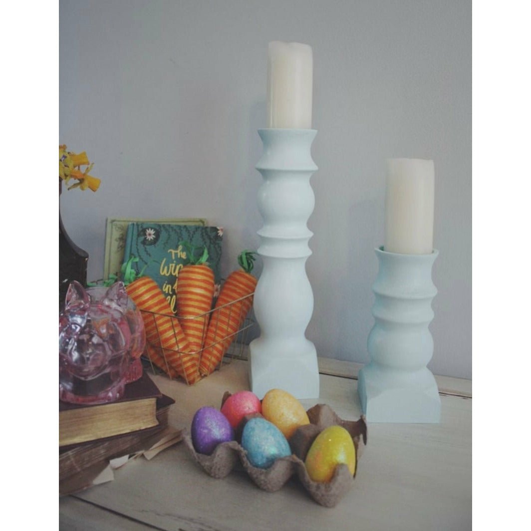 CCW Easter Candlestick Robin Egg Blue for Pillar Candle - Clines Crafted Woodworking LLC