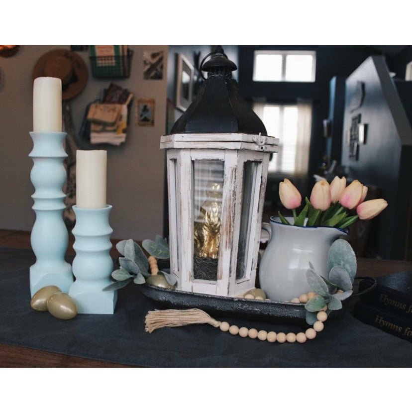 CCW Easter Candlestick Robin Egg Blue for Pillar Candle - Clines Crafted Woodworking LLC