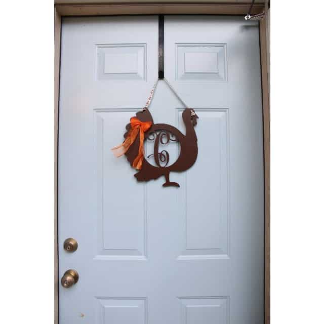 Monogram Thanksgiving Door Hanger - Clines Crafted Woodworking LLC