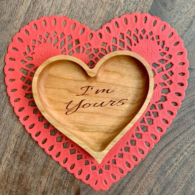 Heart Shaped Dish | Catch All Tray | Personalized - Clines Crafted Woodworking LLC
