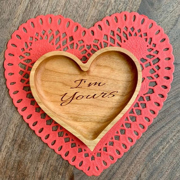 Heart Shaped Dish | Catch All Tray | Personalized - Clines Crafted Woodworking LLC