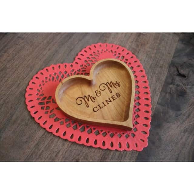 Heart Shaped Dish | Catch All Tray | Personalized - Clines Crafted Woodworking LLC